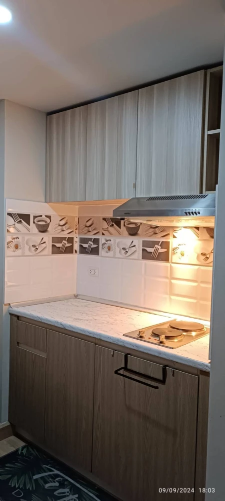 For sale: The Escape Condominium, Sukhumvit 101/1, 2nd floor, pool view, wide and airy hallway, spacious back balcony. Book now!