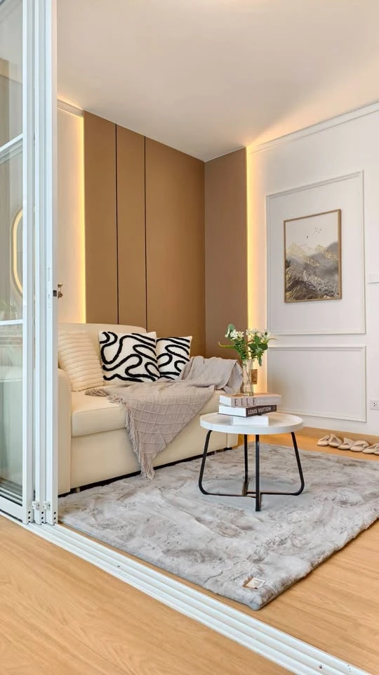 Plum Condo Nawamin for sale, 2nd floor, unobstructed view, fully furnished, separate kitchen area, ready to move in immediately.