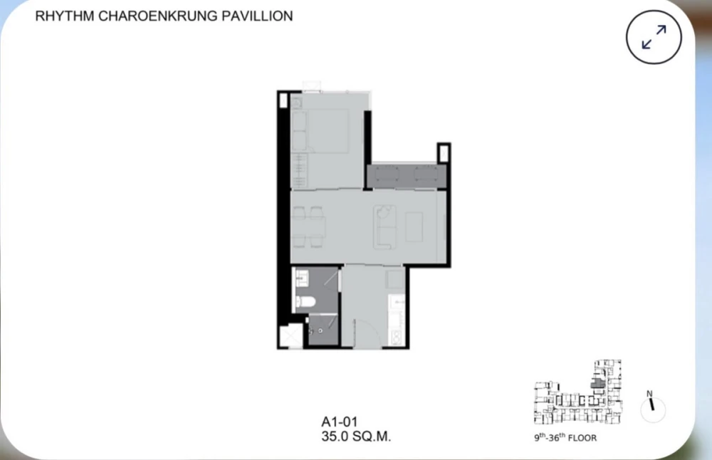 For sale Rhythm Charoenkrung Pavilion, 1 bed, size 35 sq.m., Chao Phraya River view, empty room, don't miss it!!!