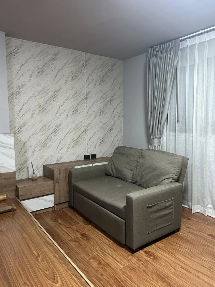 For sale: Lumpini Center Happyland. Balcony window with a great view, no other buildings blocking it. Cool breeze, not hot. Decorated with wallpaper t