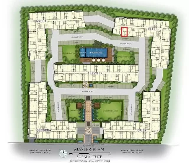 For sale: Supalai Cute Ratchayothin-Phahon Yothin 34, 7th floor, Building B, usable area remaining, definitely comfortable to live in. You will regret