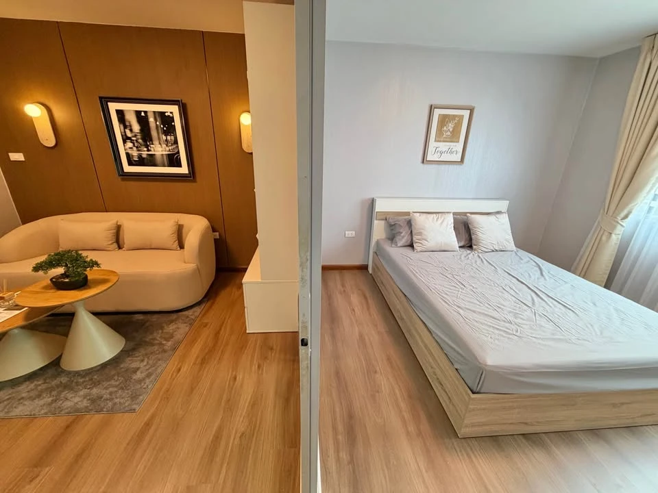 Smart Watcharapol Condo for sale, Building B, on the main road. Beautifully wallpapered throughout, modern minimalist style. Ready to move in,