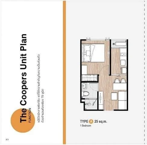 For sale: The Coopers Sukhumvit 64, 2nd floor, next to the common area, very convenient, fully furnished, ready to move in