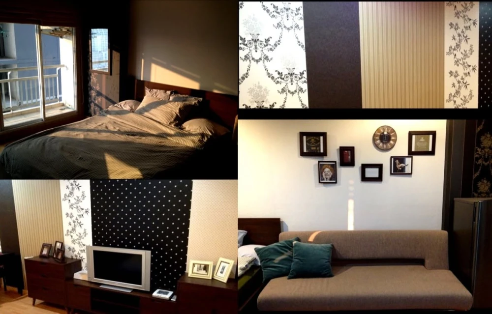 For sale: Grand Park View Asoke, 18th floor, view of Watthana School, quiet, good breeze, cool and comfortable, decorated with beautiful wallpaper.