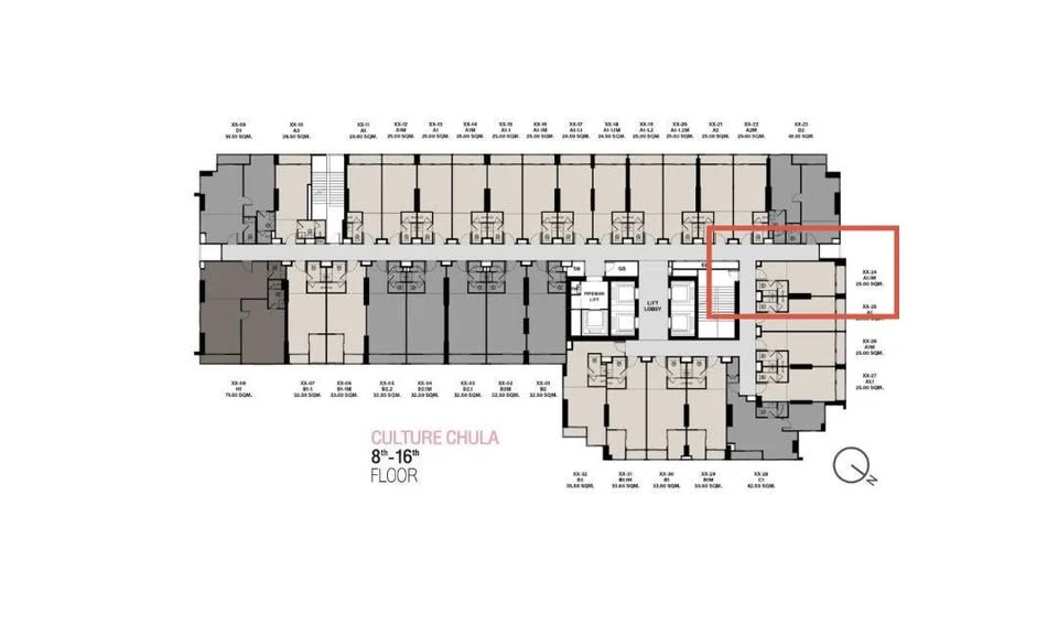 For sale or rent: Culture Chula, north-facing, open and airy view, overlooking Chamchuri Square building. Private room location, quiet, not crowded. R