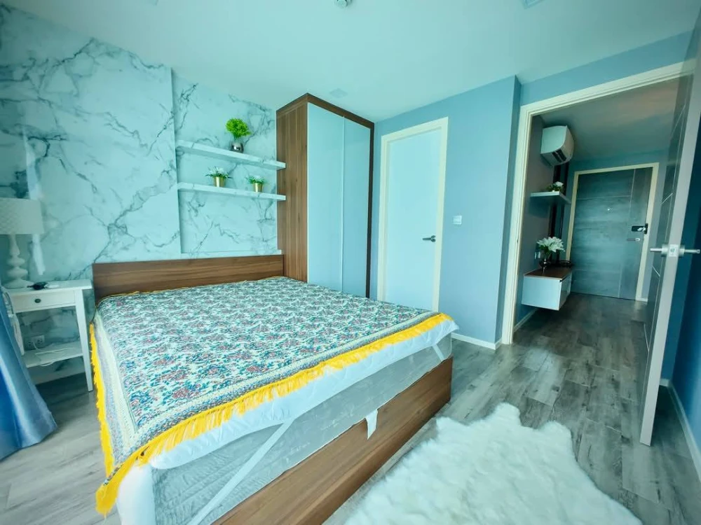 For sale, for rent, Modiz Ratchada 32, beautifully decorated room, nice to live in, built-in marble headboard wall, super cool, reserve now!
