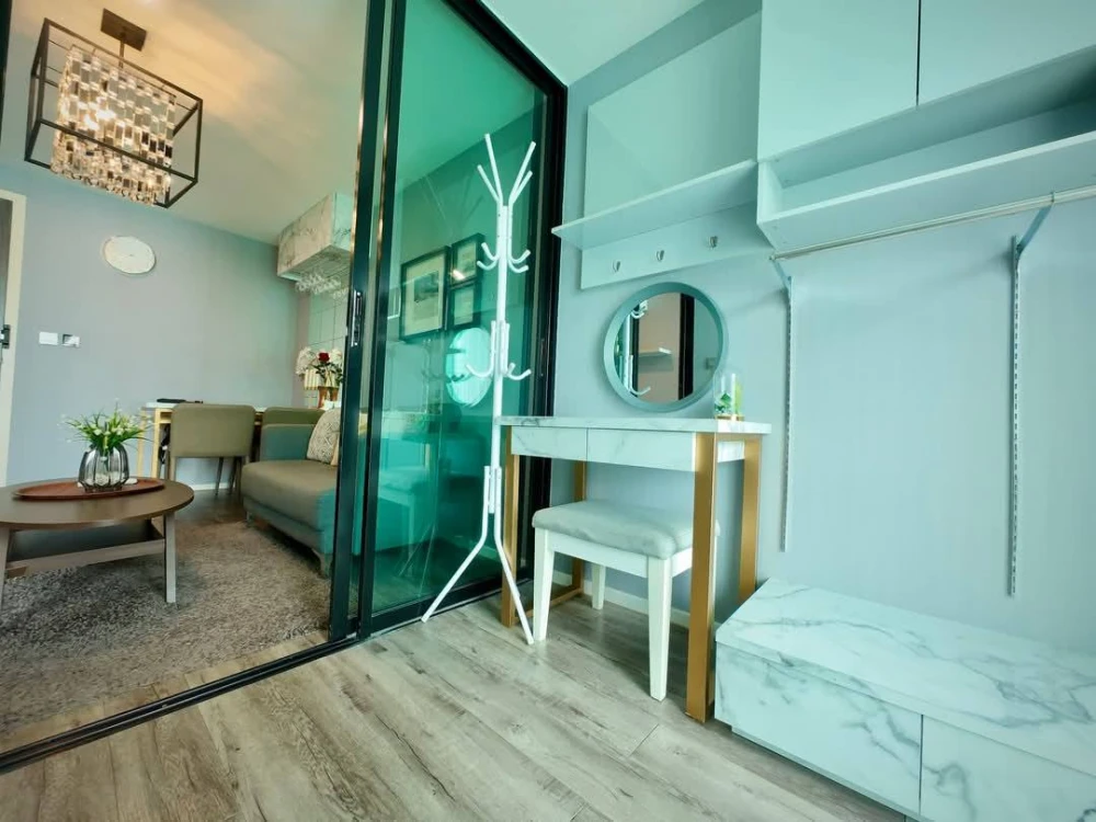 For sale, for rent, Modiz Ratchada 32, beautifully decorated room, nice to live in, built-in marble headboard wall, super cool, reserve now!