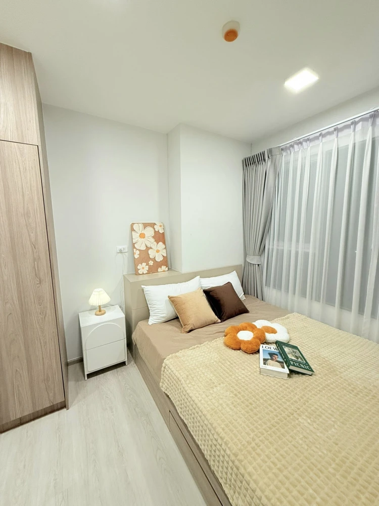 For sale, for rent Plum Condo Sukhumvit 62, 2 bedrooms, 1 bathroom, complete with electrical appliances. Reserve first, get it first.