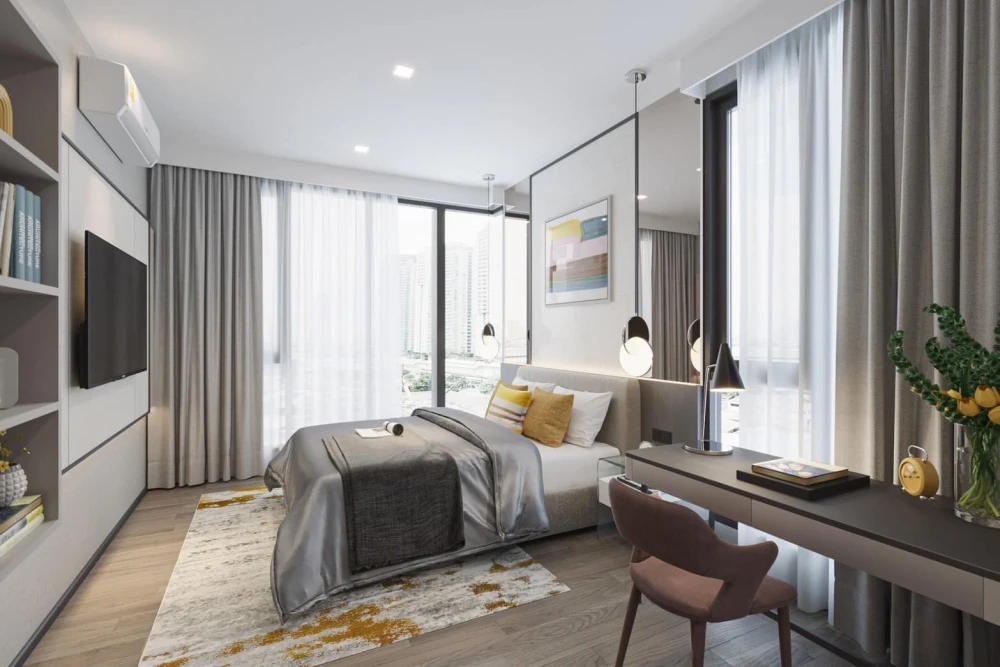 For sale, for rent, Rhythm Charoenk Pavilion, large room, fully furnished, ready to move in. Don't miss it.