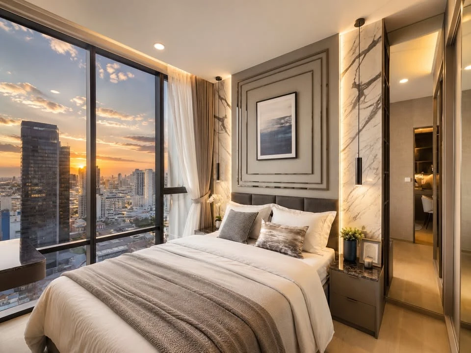For sale or rent: The Extro Phaya Thai - Rangnam. Very high floor unit with stunning built-in furnishings throughout. Don't miss this opportunity!