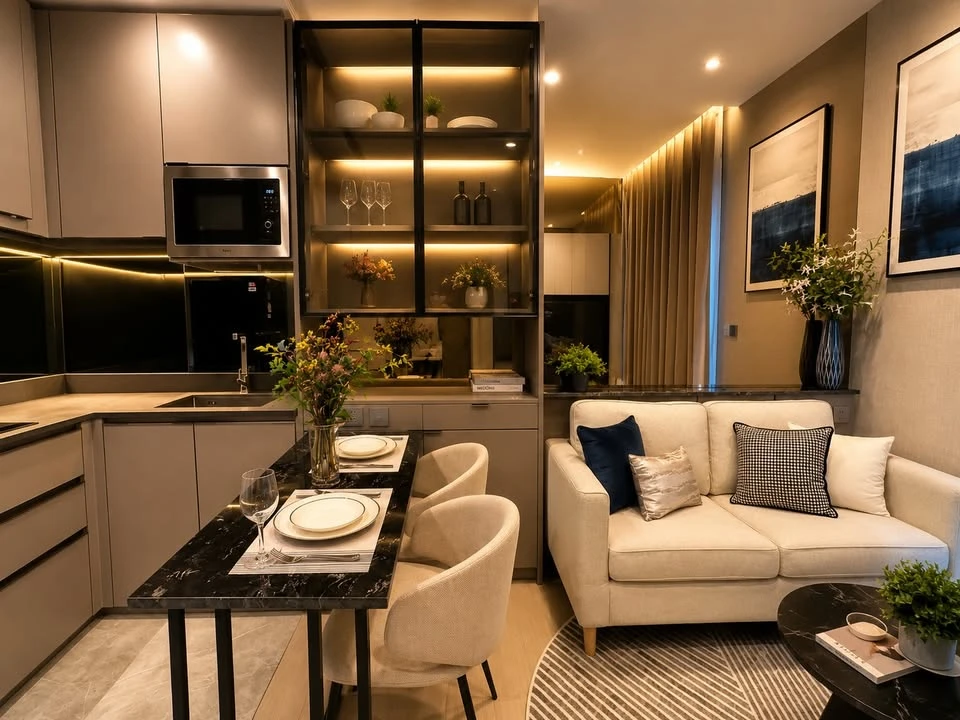 For sale or rent: The Extro Phaya Thai - Rangnam. Very high floor unit with stunning built-in furnishings throughout. Don't miss this opportunity!