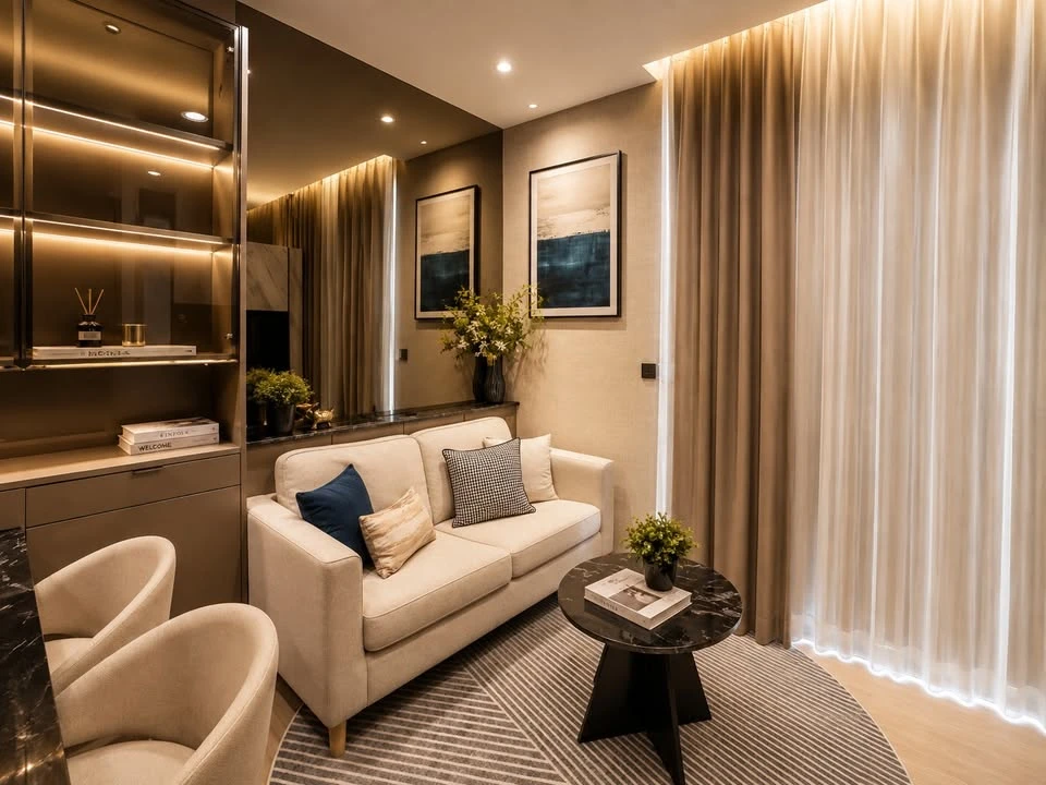 For sale or rent: The Extro Phaya Thai - Rangnam. Very high floor unit with stunning built-in furnishings throughout. Don't miss this opportunity!