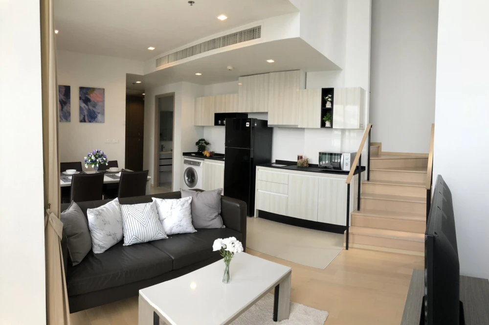 Condo for sale, rent, HQ Thonglor, duplex room, corner room, high floor, beautiful room, ready to move in
