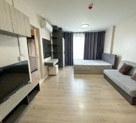 For rent or sale, D Condo Campus Dome Rangsit, Phase 3, Building A, Phase 3, complete with furniture and electrical appliances. Book now.