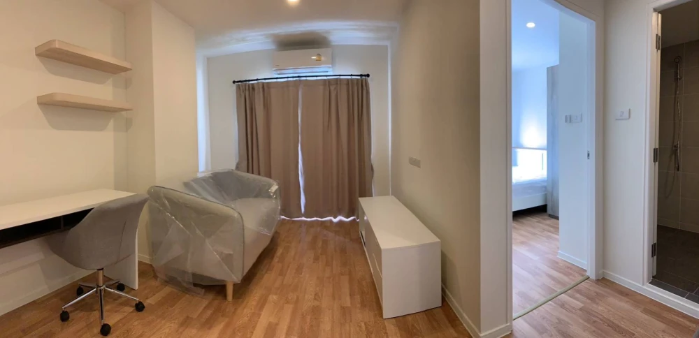 For sale, for rent, Lumpini Ville Phra Nang Klao-Riverview, corner room, near fire escape, comes with complete furniture, hurry and book now.