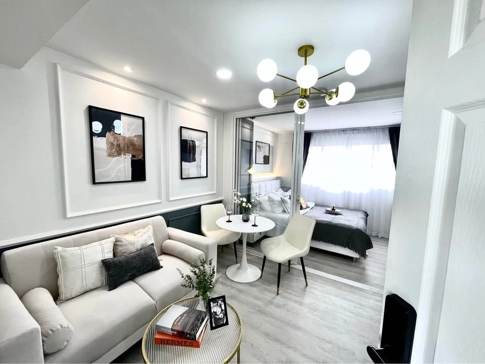 For sale, for rent, Lumpini Center Nawamin (Happyland Phase 5), very beautiful room, good view, very good price, including all props and electrical ap