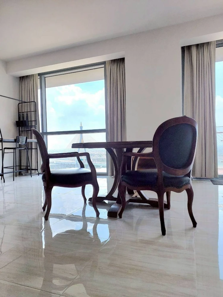 Luxury 127 sq.m. Riverfront Condo for SALE - 25th High Floor (Building A), Fully Furnished with Custom Real Wood Furniture | ✨ The Pano Rama 3