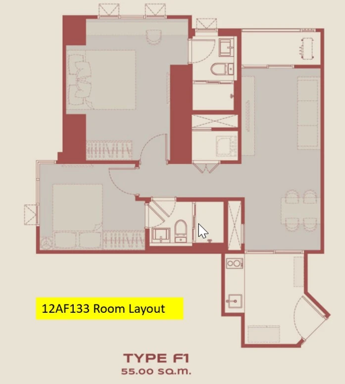 Selling down payment Aspire Sukhumvit - Rama 4, 2 bedrooms, Chao Phraya River view, interested, reserve now.