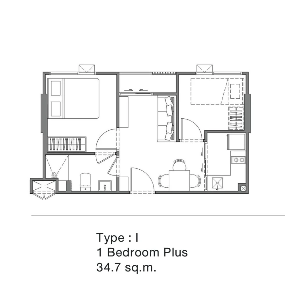 Selling down payment Chapter One More Kaset, Building B, 3rd floor, room with furniture + electrical appliances, hurry and reserve now.