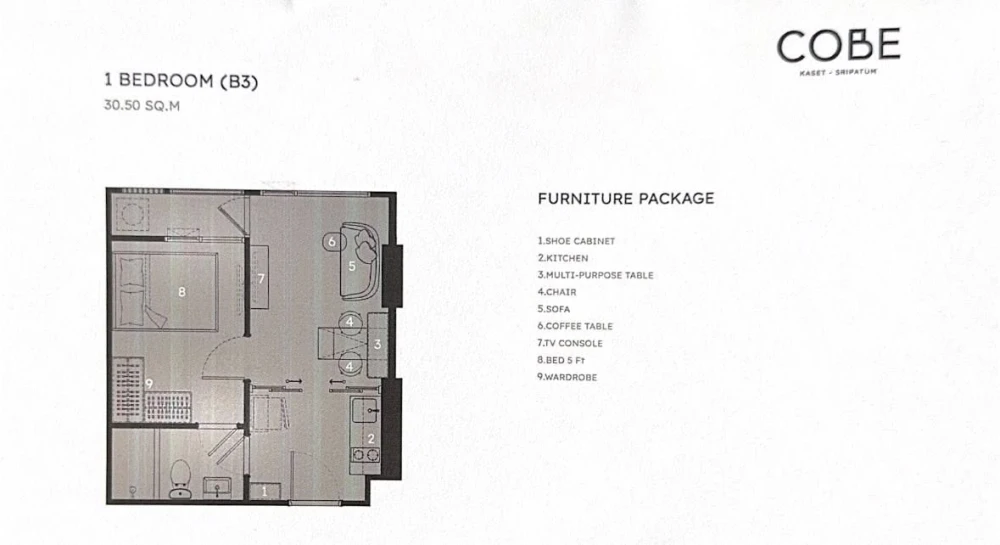 Selling a down payment for a COBE KASET SRIPATUM unit on the 11th floor, 30.5 sq.m. Comfortable and spacious. Don't miss this opportunity!