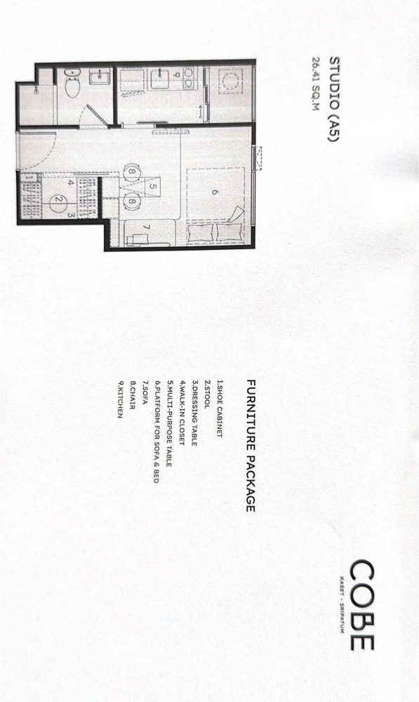 Selling down payment for COBE KASET SRIPATUM, Studio room, fully furnished. No need for complicated decorating. Don't miss out!