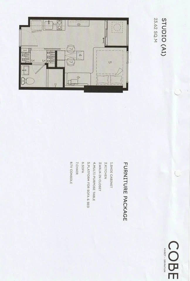 Down payment sale for COBE Kaset Sripatum, studio room, fully furnished and equipped with appliances. Reserve now!