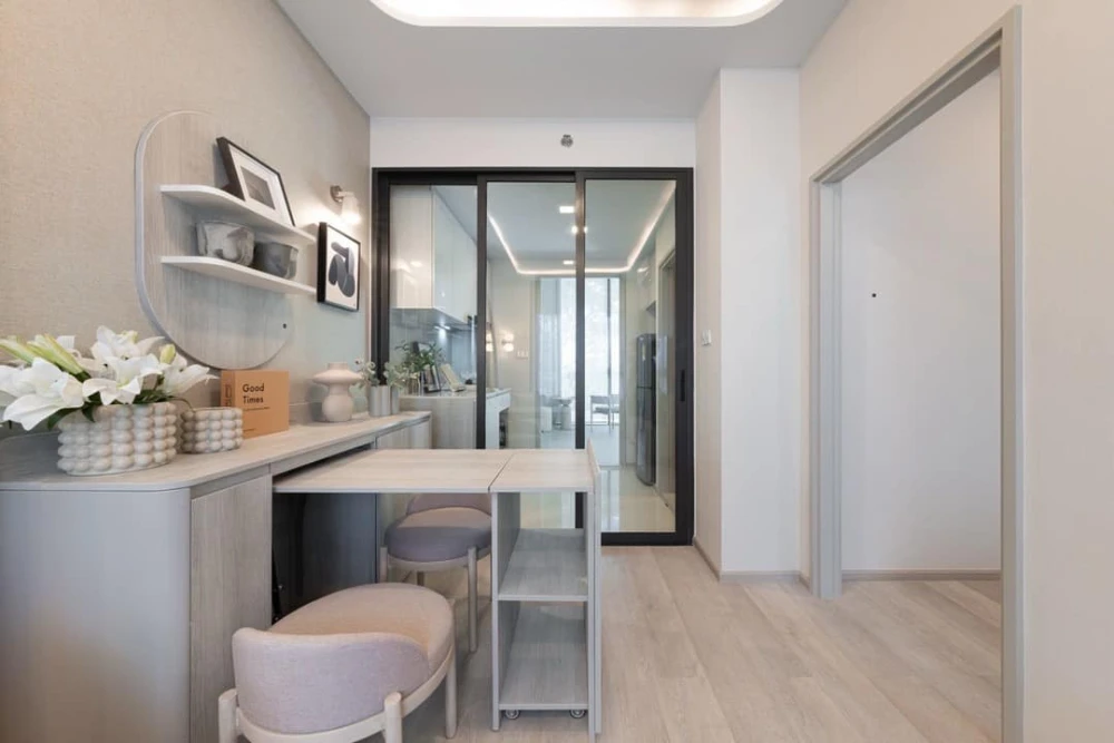 Selling down payment for COBE Ratchada - Rama9. The project area is very large, meeting all lifestyle needs. Good location, convenient transportation.