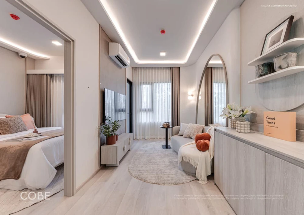 Down payment sale for COBE Ratchada Rama 9, 1 bedroom, 1 bathroom, great location, great common area, reserve now!