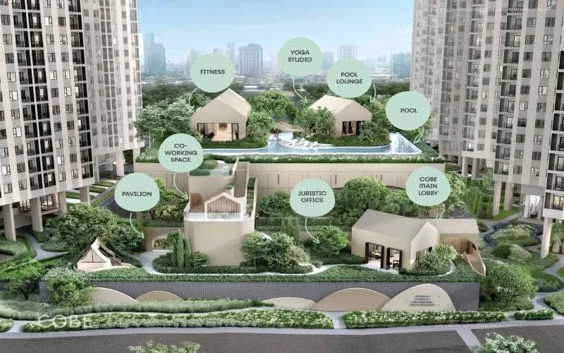Selling down payment for COBE Ratchada Rama 9, 2 bedrooms, spacious living area, great location, and privacy. Book now!