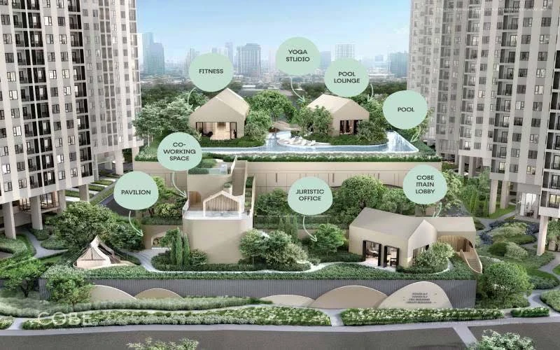 Down payment sale COBE Ratchada-Rama 9, corner room, 1 Bedroom Plus, size 39.38 sq m., with built-in furniture from the project, reserve now.