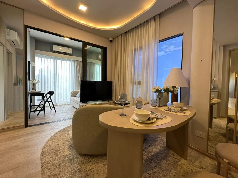 Down payment sale COBE Ratchada-Rama 9, corner room, 1 Bedroom Plus, size 39.38 sq m., with built-in furniture from the project, reserve now.