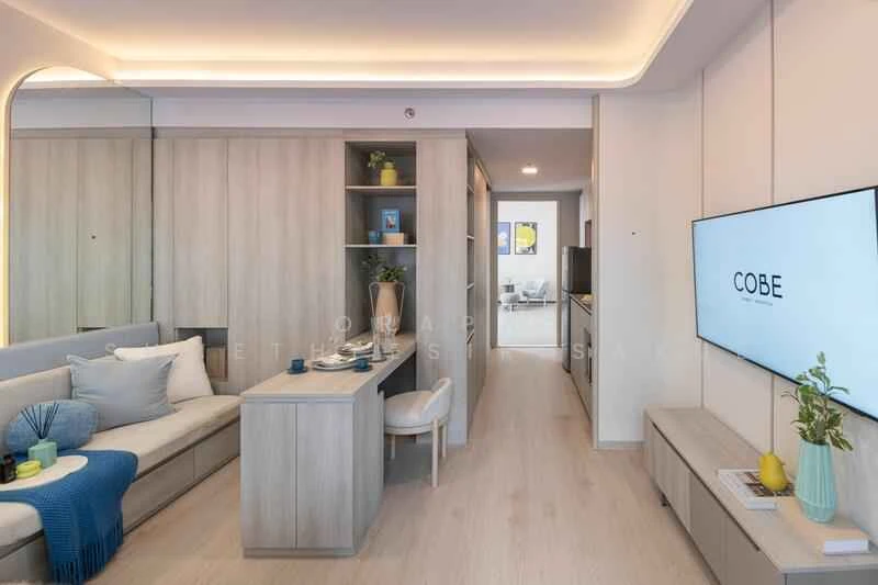 Selling a corner unit at Cobe Kaset-Sri Pathum, 16th floor. It offers a quiet and private atmosphere, perfect for relaxation.