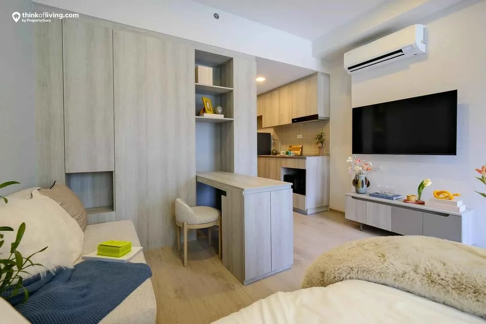 Selling a corner unit at Cobe Kaset-Sri Pathum, 16th floor. It offers a quiet and private atmosphere, perfect for relaxation.