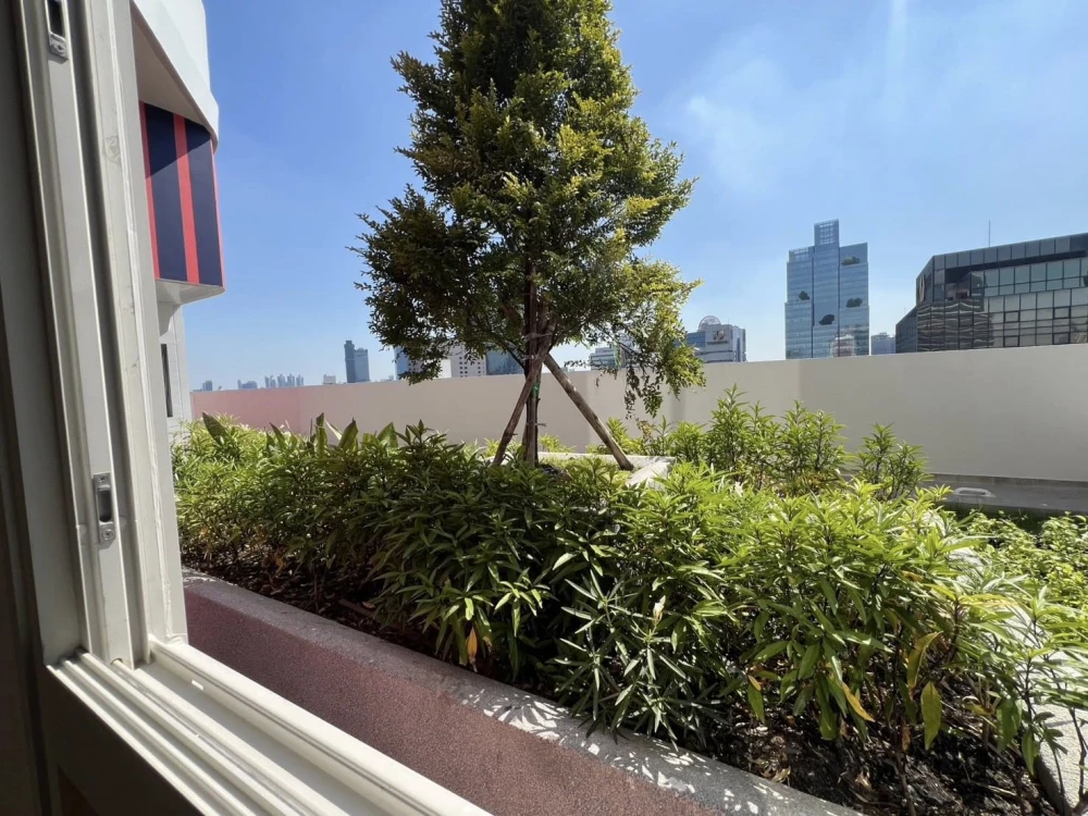 Selling down payment for Culture Chula, corner unit with garden view. Neither wall is shared with another unit. Bathrooms are available on both the up