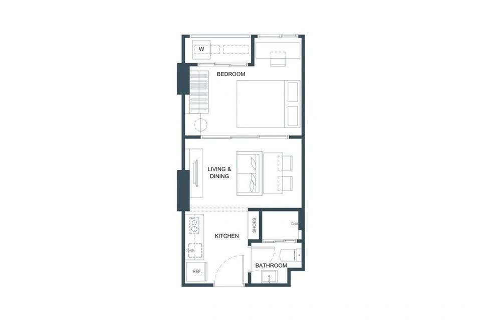Selling down payment FLO By Sansiri 1 bedroom, 1 bathroom, size 29 square meters, 7th floor, great location, if you don't reserve, you'll really miss