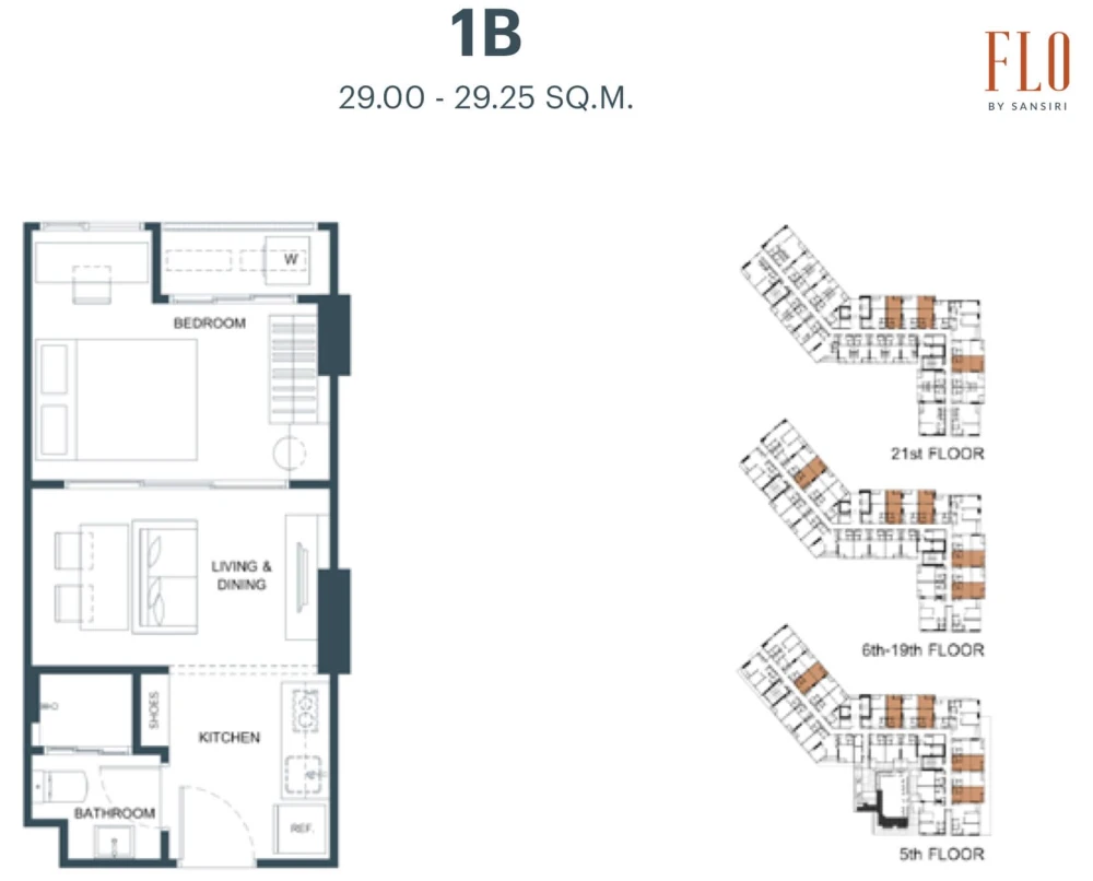 Selling down payment FLO by Sansiri, 14th floor, good project, good location, interested in owning, hurry and reserve now.