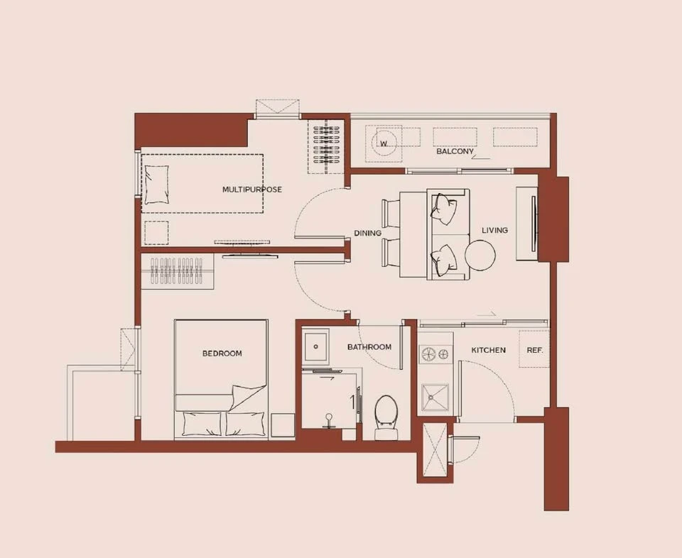 Selling down payment for Metris District Ladprao, 1 Bedroom Plus type, 24th floor, special room, closed kitchen, beautiful view, private, can't you re