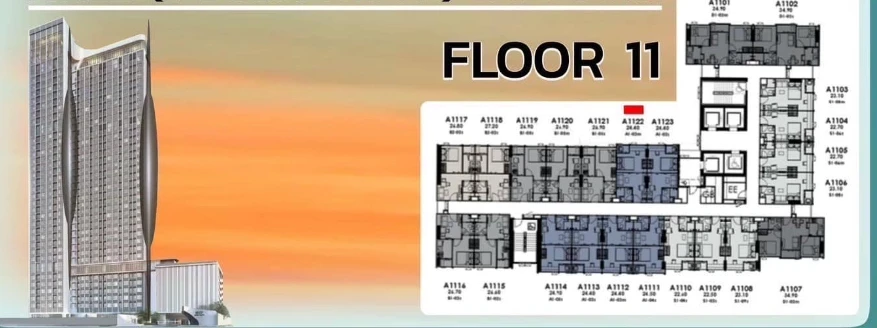 Down payment for sale, Modiz Avantgarde, 22nd floor, north side, view of Thammasat University, good project, worth living in, reserve now.