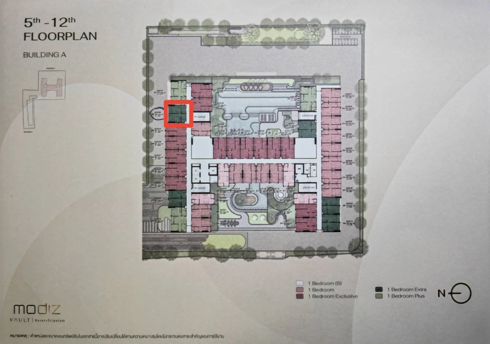 Selling a Modiz Vault Kaset-Sri Pathum 1 Bedroom Extra unit, Building A, 7th floor, at a special price. Buy now!