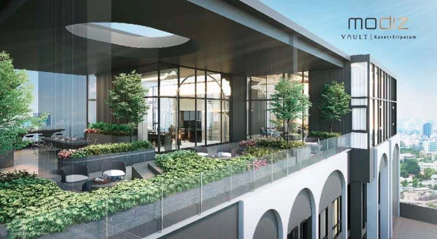 Selling down payment Modiz Vault Kaset Sripathum, good feng shui, facing north, view of the central garden, receive wind, receive wealth, like this, m