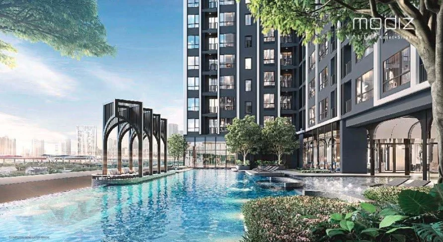 Selling down payment Modiz Vault Kaset Sripathum, good feng shui, facing north, view of the central garden, receive wind, receive wealth, like this, m