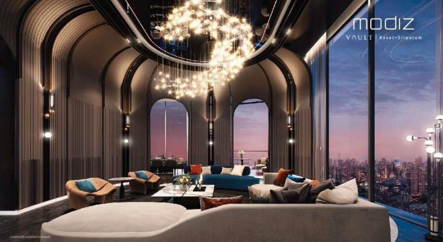Selling down payment Modiz Vault Kaset Sripathum, good feng shui, facing north, view of the central garden, receive wind, receive wealth, like this, m