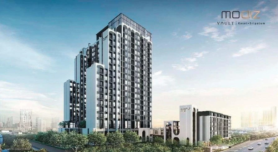 Selling down payment Modiz Vault Kaset Sripathum, good feng shui, facing north, view of the central garden, receive wind, receive wealth, like this, m