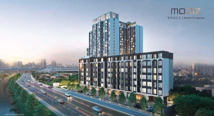 Selling down payment Modiz Vault Kaset Sripathum, good feng shui, facing north, view of the central garden, receive wind, receive wealth, like this, m