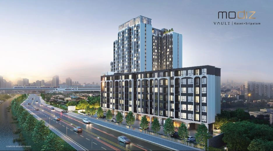 Selling down payment for Modiz Vault Kaset-Sri Pathum, Building A, 6th floor. Excellent location with view of the common area and swimming pool. Great