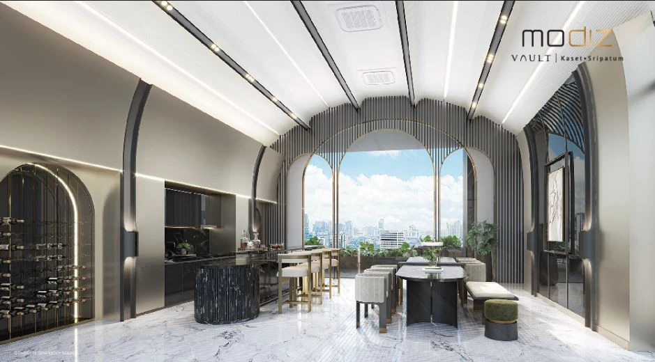 Selling down payment for Modiz Vault Kaset-Sri Pathum, Building A, 6th floor. Excellent location with view of the common area and swimming pool. Great
