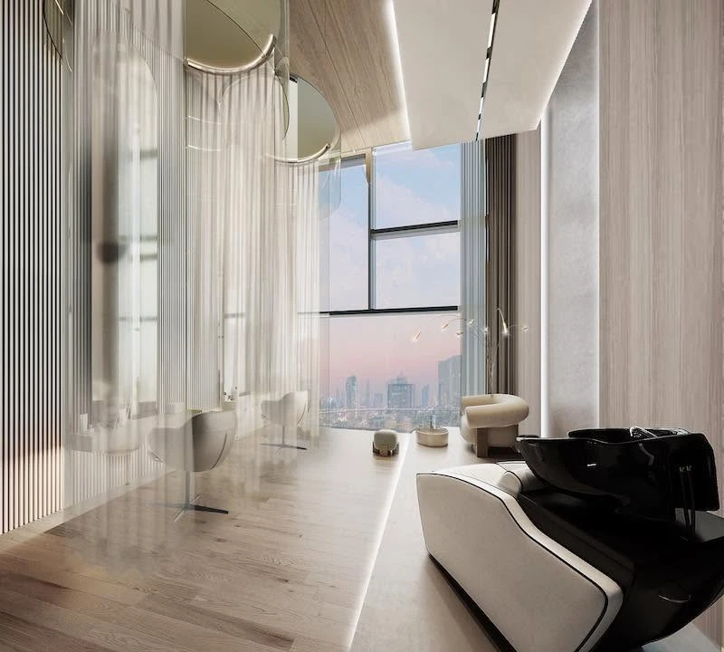 Selling down payment for Modiz Voyage Srinakarin, a rare high-floor unit, free from traffic noise, with an unobstructed view, facing north, and stayin