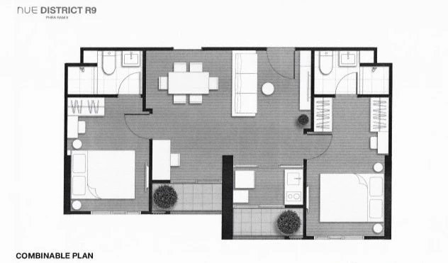 Selling down payment Nue District R9, combined room, larger than the project's normal 2 bedrooms, high floor, if you don't book, you'll miss out.