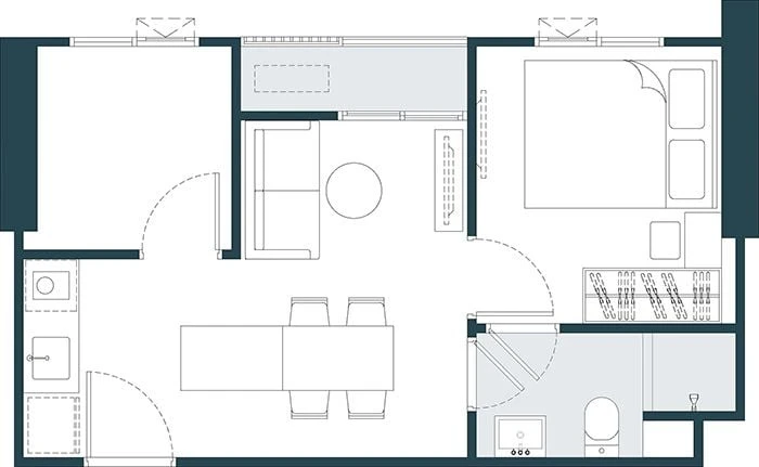 Selling down payment Nue Riverest Rat Burana, 28th floor, river view, wide front room plan, comfortable, not cramped, must reserve like this.