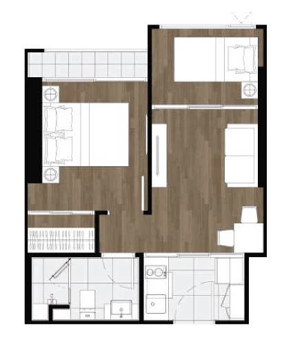 Selling down payment Origin Place Bangna, 5th floor, corner room, very private, Bangna-Trad Road view, can you not reserve it?